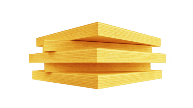 impilati di legno tavole nel vivace giallo colore creare visivamente attraente e moderno design elemento. liscio struttura e pulito Linee evocare senso di calore e artigianato png