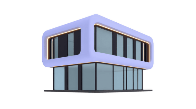 modern bouwkundig ontwerp Kenmerken strak, futuristische gebouw met uniek vorm en levendig verlichting. structuur vitrines groot glas ramen en glad buitenkant, creëren uitnodigend atmosfeer png