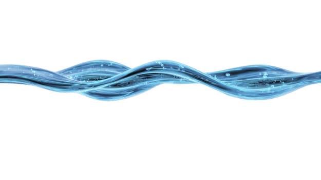 Flowing water waves create mesmerizing visual effect, showcasing beauty of liquid movement and fluid dynamics in vibrant blue hue. design evokes sense of tranquility and freshness png