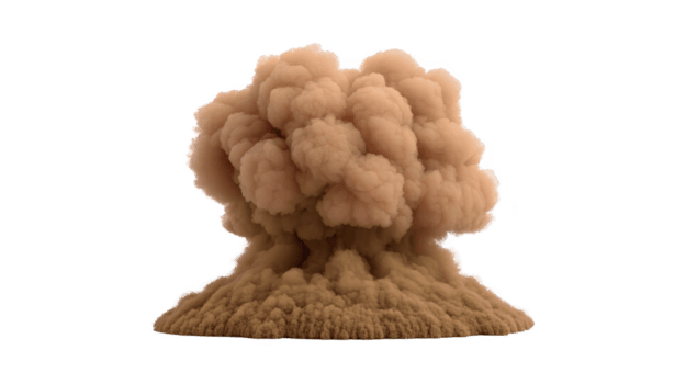 grande, ondulante nuvem do poeira e fumaça sobe dramaticamente a partir de chão, criando poderoso visual impacto. explosão gostar formação evoca sentido do caos e intensidade png