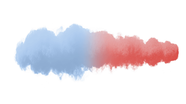 Soft, fluffy cloud formation in shades of blue and red, creating gentle gradient effect. This artistic representation evokes sense of calm and creativity, perfect for various design projects png