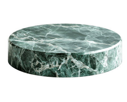 Circular emerald marble block with striking patterns on transparent background elegantly presented png