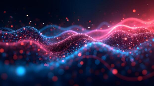 Glowing Particle Node Wave Abstract Background-2 photo