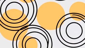 A modern animation with overlapping black circular outlines and solid orange circles on a light background, creating a dynamic and stylish geometric visual. video
