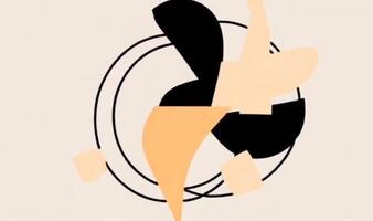 An abstract animated design with soft pastel shapes in peach, black, and beige, forming a dynamic circular pattern. Perfect for modern, creative backgrounds, and motion graphics. video