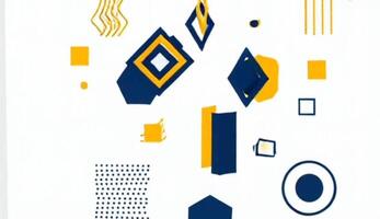 Minimalist animation with navy blue and orange geometric shapes, including diamonds, squares, and dots, creating a clean, modern, and dynamic abstract visual design. video
