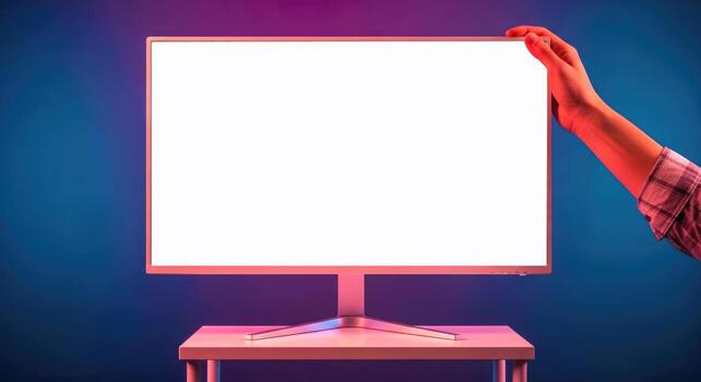 blank screen mockup presenting your brand on a sleek modern display photo