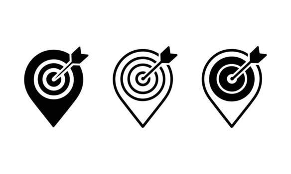 Three target location pointers with arrows isolated on white background vector