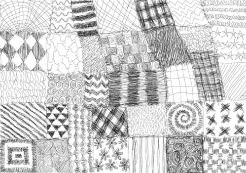 set hand drawn graphic patterns in black and white. Suitable for backgrounds, textile design, packaging, web design, scrapbooking paper vector