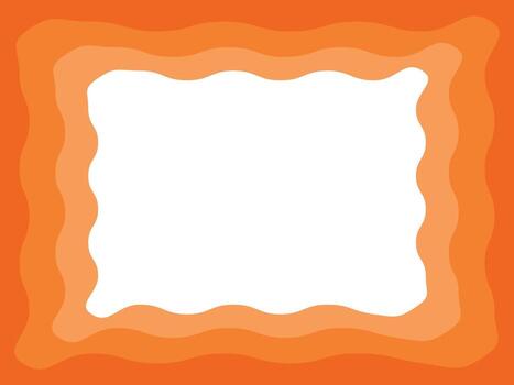 Abstract background with layered, wavy organic shapes in shades of orange. A modern, paper cut style frame with a blank space vector