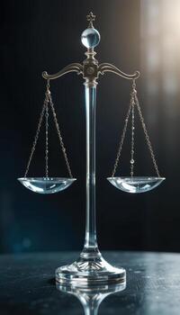 The ethereal and polished scales of justice bathed in light photo
