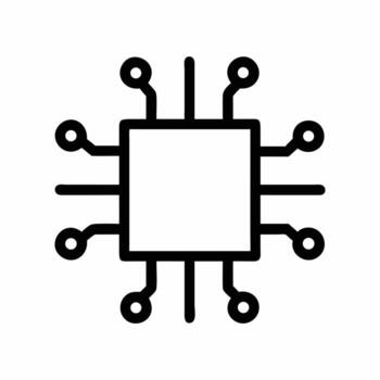 pastilla procesador línea icono UPC, integrado circuito, tecnología símbolo vector