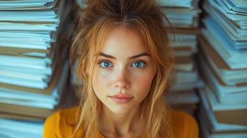 A woman with eyes looking at the camera background photo