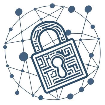 Digital lock symbol represents network security and data protection concept vector