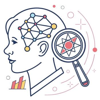 conceptual imagen de cerebro red análisis y cognitivo proceso exploración vector