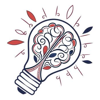 Creative idea light bulb brain concept symbolizing innovation and intelligence with abstract elements vector