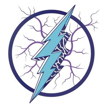 dinámica relámpago tornillo símbolo encerrado en un circular árbol rama marco vector