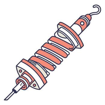 Close-up of a colorful coiled spring and metal components a mechanical part. vector