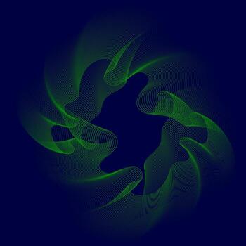 resumen brillante ola líneas en oscuro azul antecedentes. a rayas líneas textura. dinámica ola modelo. moderno fluido ondulado líneas. futurista tecnología concepto. vector