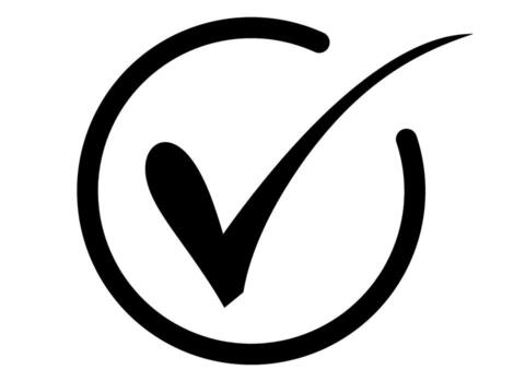 Check Mark Symbol in Circle Showing Approval Confirmation. vector