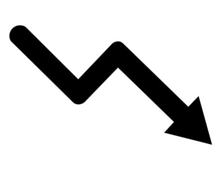 hacia abajo tendencia flecha demostración disminución en datos analítica vector