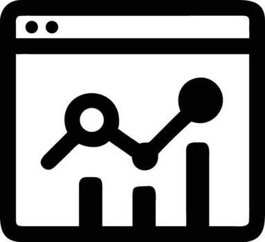 Black and White Data Analysis Chart Icon on Application Window vector