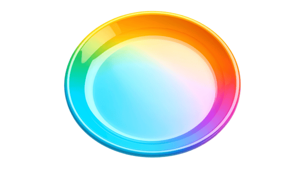 A vibrant and colorful empty bowl with a glossy finish reflects light, creating a visually appealing and modern aesthetic presentation. png