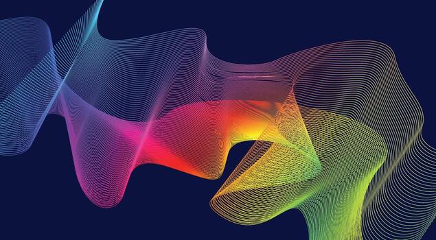 Blend Wavy Lines Curved Background Blue Colorful Gradient Abstract Design vector