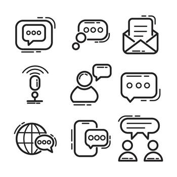 Communication icons set. Outline illustration of communication icons for web design vector