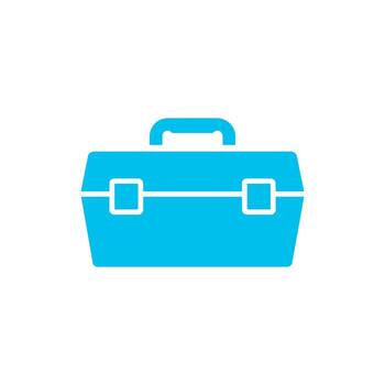 Blue toolbox icon on white background, simple illustration for design use vector