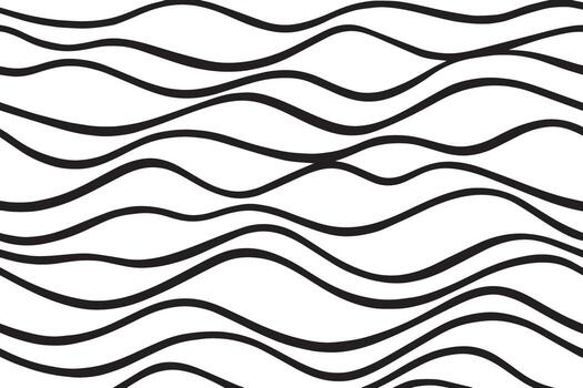 Abstract black wavy lines pattern on a white background creating a dynamic and organic visual texture vector