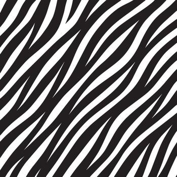 Abstract black and white wavy stripes pattern mimicking zebra print texture vector