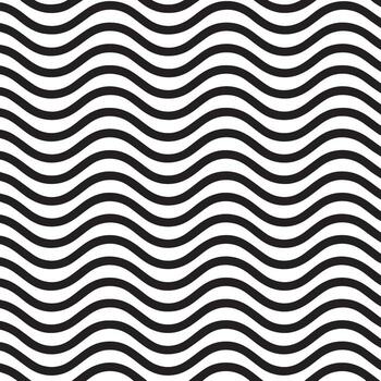 Abstract black and white wavy lines creating a mesmerizing optical illusion pattern vector