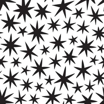Abstract black starburst patterns scattered across a white background with textured detail vector