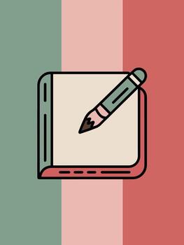 sencillo icono de un cuaderno con un lápiz Listo para escritura notas y ideas vector