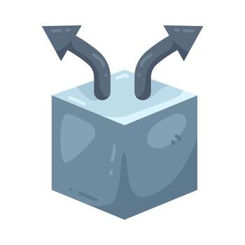 cube with arrows pointing out vector