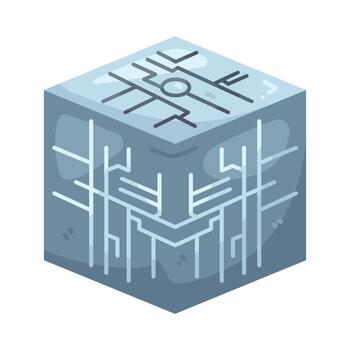 Futuristic cube with circuits and designs vector