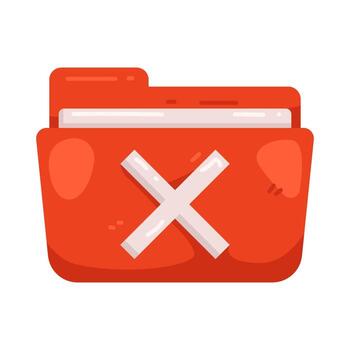 Red folder with delete symbol vector