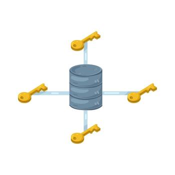 datos seguridad con llaves y base de datos ilustración vector