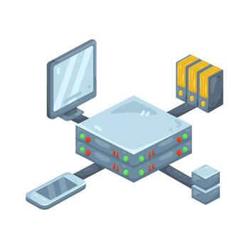 server and computer network illustration vector
