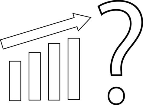 rising graph icon and question mark icon with white background vector