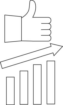 rising graph icon and like icon with white background vector