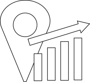 rising graph icon and location icon with white background vector