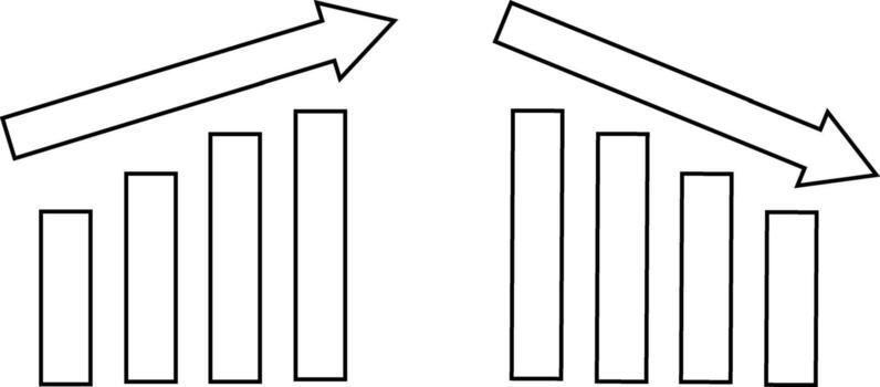 up graph icon and down graph icon with white background vector