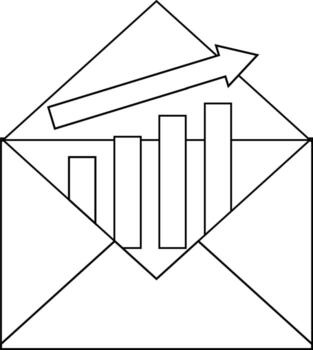 rising graph icon and envelope icon with white background vector