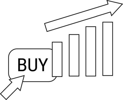 rising graph icon and buy button icon with white background vector