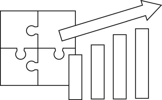 rising graph icon and puzzle icon with white background vector