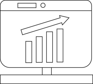 rising graph icon and monitor icon with white background vector
