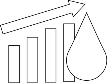rising graph icon and water drop icon with white background vector