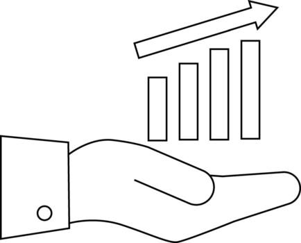 creciente grafico icono y dando icono con blanco antecedentes vector